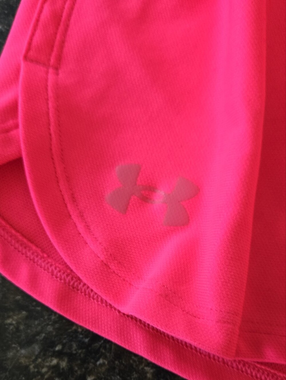 Under Armour Neon Pink Girls' Athletic Shorts with Drawstring Waist - Picture 2 of 3